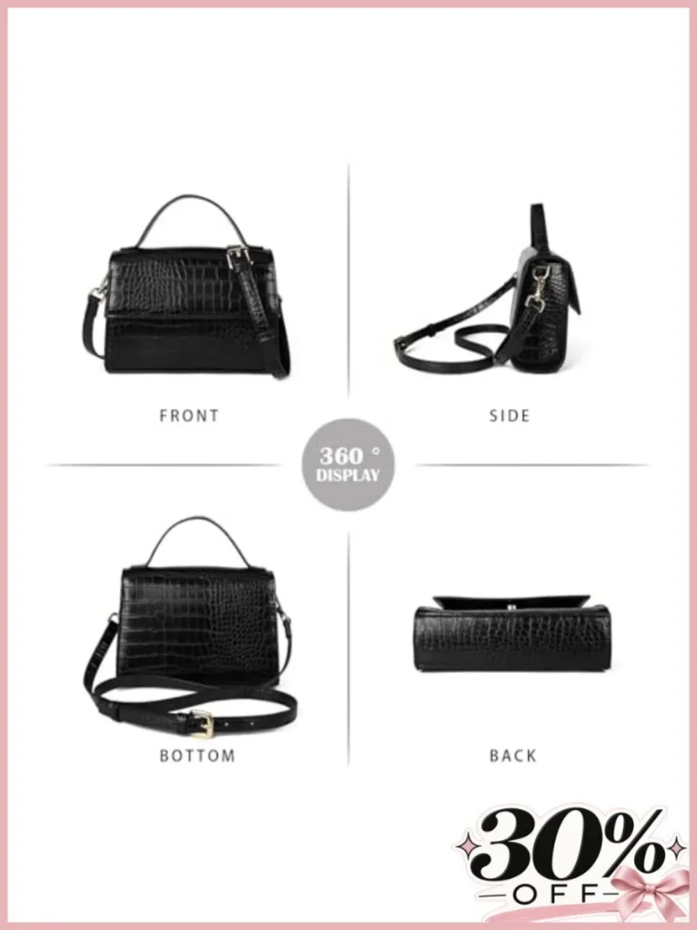 Small Crossbody Purse PU Leather Top Handle Shoulder Bag Adjustable Strap